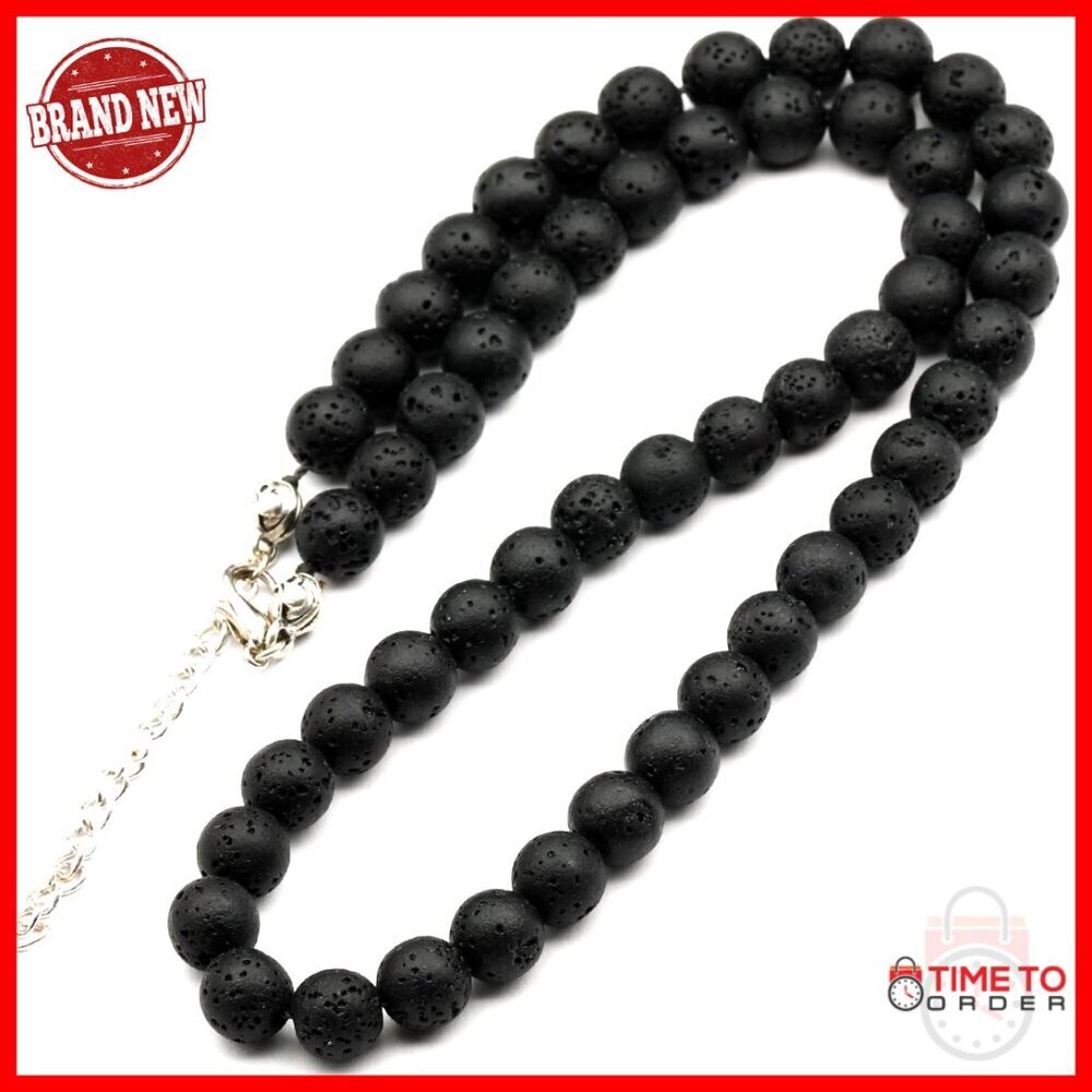 8mm Natural Gemstone Beaded Choker Necklace, Adjustable Macrame Cord